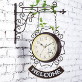 Maxbell Double Sided Wall Clock Creative Classic Iron for Bedroom Outdoor Hallway Coffee