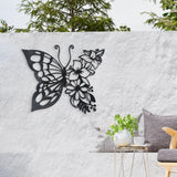 Maxbell Butterflies Wall Art Silhouette Wrought metal for Bedroom Fence Decoration 29.5cmx24cm