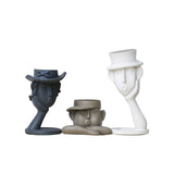 Maxbell 3Pcs Human Head Vase Planter Pot Statue Abstract Statue Resin Flower Pot