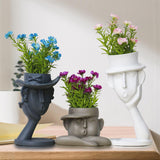 Maxbell 3Pcs Human Head Vase Planter Pot Statue Abstract Statue Resin Flower Pot