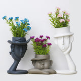 Maxbell 3Pcs Human Head Vase Planter Pot Statue Abstract Statue Resin Flower Pot