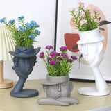 Maxbell 3Pcs Human Head Vase Planter Pot Statue Abstract Statue Resin Flower Pot