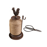 Maxbell Vintage Cast Iron Rooster Twine Spool with Scissors Sculpture for Counter