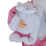 Maxbell 18Inches Santa Claus Figurine Standing Santa Claus Doll for Celebration Pink