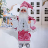 Maxbell 18Inches Santa Claus Figurine Standing Santa Claus Doll for Celebration Pink
