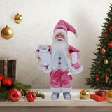Maxbell 18Inches Santa Claus Figurine Standing Santa Claus Doll for Celebration Pink