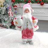 Maxbell 18Inches Santa Claus Figurine Standing Santa Claus Doll for Celebration Pink