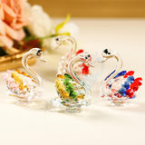 Maxbell Maxbell Statues Sculptures Birthday Anniversary Party Swan Crystak Figurines Home Green Yellow