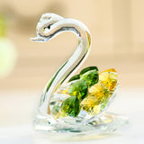 Maxbell Maxbell Statues Sculptures Birthday Anniversary Party Swan Crystak Figurines Home Green Yellow