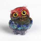 Maxbell Natural Crystal Stone Gravel Owl Figurine Home Decor Collectible Owl Statue StyleA