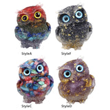 Maxbell Natural Crystal Stone Gravel Owl Figurine Home Decor Collectible Owl Statue StyleA