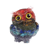 Maxbell Natural Crystal Stone Gravel Owl Figurine Home Decor Collectible Owl Statue StyleA