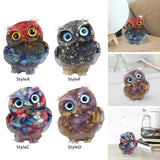 Maxbell Natural Crystal Stone Gravel Owl Figurine Home Decor Collectible Owl Statue StyleA