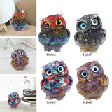 Maxbell Natural Crystal Stone Gravel Owl Figurine Home Decor Collectible Owl Statue StyleA