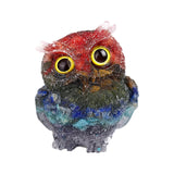 Maxbell Natural Crystal Stone Gravel Owl Figurine Home Decor Collectible Owl Statue StyleA