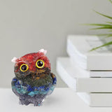Maxbell Natural Crystal Stone Gravel Owl Figurine Home Decor Collectible Owl Statue StyleA