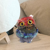 Maxbell Natural Crystal Stone Gravel Owl Figurine Home Decor Collectible Owl Statue StyleA