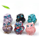 Maxbell Natural Crystal Stone Gravel Owl Figurine Home Decor Collectible Owl Statue StyleF