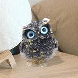 Maxbell Natural Crystal Stone Gravel Owl Figurine Home Decor Collectible Owl Statue StyleF
