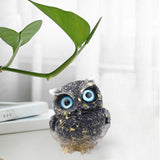 Maxbell Natural Crystal Stone Gravel Owl Figurine Home Decor Collectible Owl Statue StyleF