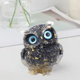 Maxbell Natural Crystal Stone Gravel Owl Figurine Home Decor Collectible Owl Statue StyleF