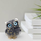Maxbell Natural Crystal Stone Gravel Owl Figurine Home Decor Collectible Owl Statue StyleF