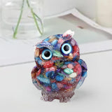 Maxbell Natural Crystal Stone Gravel Owl Figurine Home Decor Collectible Owl Statue StyleC