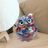 Maxbell Natural Crystal Stone Gravel Owl Figurine Home Decor Collectible Owl Statue StyleC