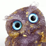 Maxbell Natural Crystal Stone Gravel Owl Figurine Home Decor Collectible Owl Statue StyleD