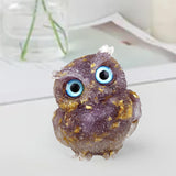 Maxbell Natural Crystal Stone Gravel Owl Figurine Home Decor Collectible Owl Statue StyleD