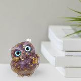 Maxbell Natural Crystal Stone Gravel Owl Figurine Home Decor Collectible Owl Statue StyleD