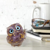 Maxbell Natural Crystal Stone Gravel Owl Figurine Home Decor Collectible Owl Statue StyleD