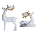 Maxbell Modern Couple Deer Statue Figurine Sculpture for Living Room Home Ornament White