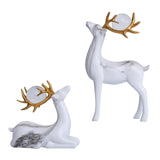 Maxbell Modern Couple Deer Statue Figurine Sculpture for Living Room Home Ornament White