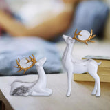 Maxbell Modern Couple Deer Statue Figurine Sculpture for Living Room Home Ornament White