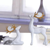 Maxbell Modern Couple Deer Statue Figurine Sculpture for Living Room Home Ornament White