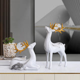 Maxbell Modern Couple Deer Statue Figurine Sculpture for Living Room Home Ornament White