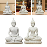 Maxbell Buddha Resin Statue Meditation Figurines Home Tabletop Collectible Sculpture White