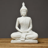 Maxbell Buddha Resin Statue Meditation Figurines Home Tabletop Collectible Sculpture White