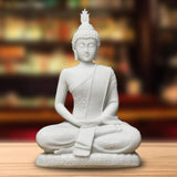 Maxbell Buddha Resin Statue Meditation Figurines Home Tabletop Collectible Sculpture White
