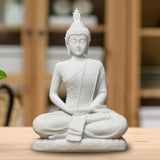 Maxbell Buddha Resin Statue Meditation Figurines Home Tabletop Collectible Sculpture White