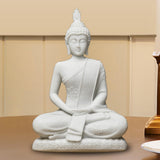 Maxbell Buddha Resin Statue Meditation Figurines Home Tabletop Collectible Sculpture White