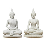 Maxbell Buddha Resin Statue Meditation Figurines Home Tabletop Collectible Sculpture White