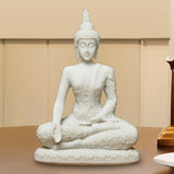 Maxbell Buddha Resin Statue Meditation Figurines Home Tabletop Collectible Sculpture Beige