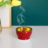 Maxbell Ceramic Burner Cone Holder Fragrance for Home SPA Decor Red
