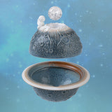 Maxbell Ceramic Tabletop Fountain Indoor USB Bedroom Home Astronaut Planet Statues Blue