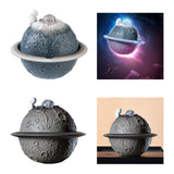 Maxbell Ceramic Tabletop Fountain Indoor USB Bedroom Home Astronaut Planet Statues Blue