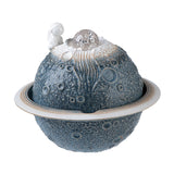 Maxbell Ceramic Tabletop Fountain Indoor USB Bedroom Home Astronaut Planet Statues Blue