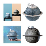 Maxbell Ceramic Tabletop Fountain Indoor USB Bedroom Home Astronaut Planet Statues Blue