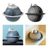 Maxbell Ceramic Tabletop Fountain Indoor USB Bedroom Home Astronaut Planet Statues Blue